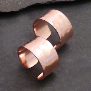 COPPER EARCUFF PAIR  Two Medium Hammered Copper Ear Cuff Bands