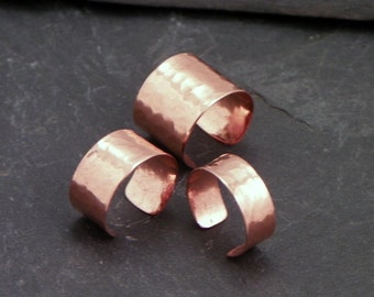 3 COPPER EAR CUFFS - Narrow, Medium, and Wide Hammered Ear Bands