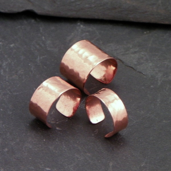 3 COPPER EAR CUFFS - Narrow, Medium, and Wide Hammered Ear Bands