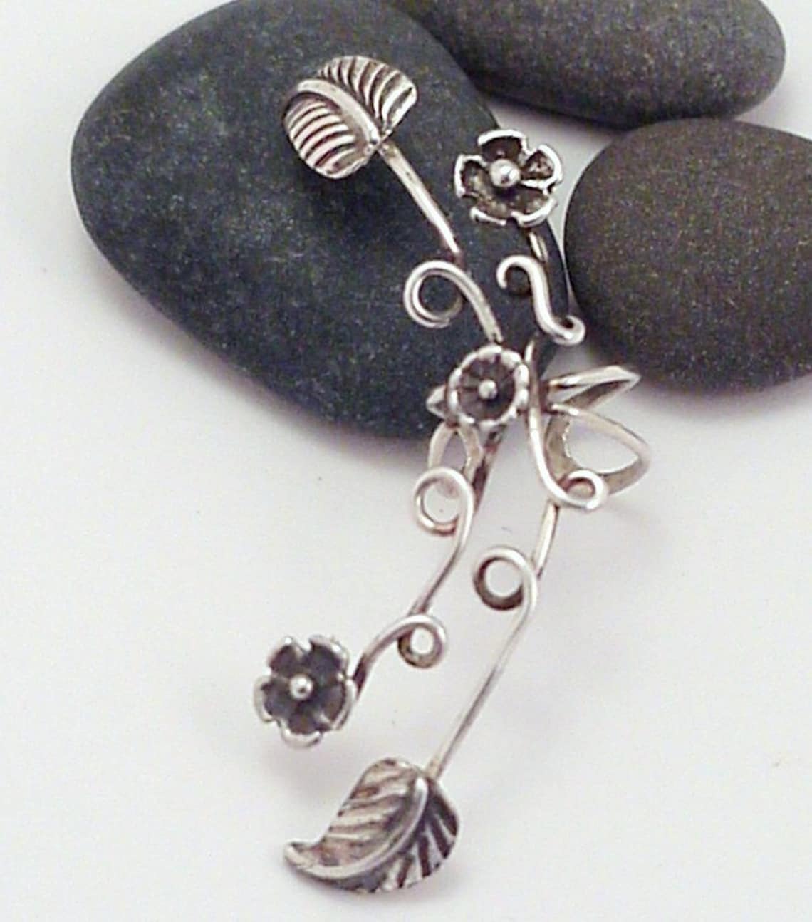 Sun Hand painted Sterling Silver Ear-cuff
