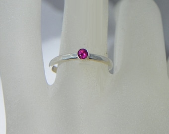 Rhodolite Garnet Handcrafted Sterling Ring  Size 6 3/4