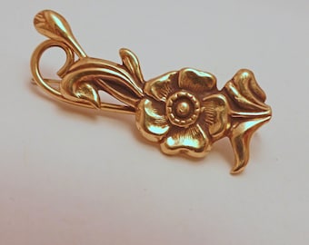 FLEUR EAR SWEEP  Single Brass Flower Golden Ear Pin Earring
