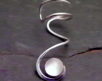 MOONSTONE Sterling Ear Cuff  925 Silver Swirl Gemstone Ear Wrap