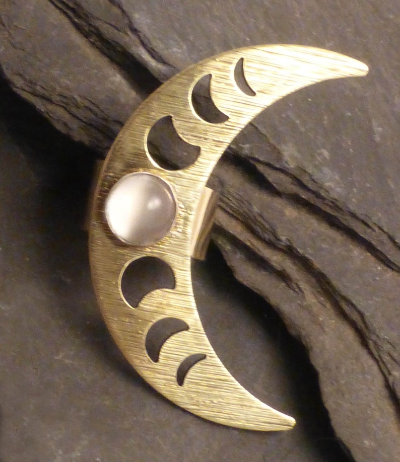 Moon Phases FULL MOON Ear Cuff Handcrafted Moonstone Ear Wrap Etsy
