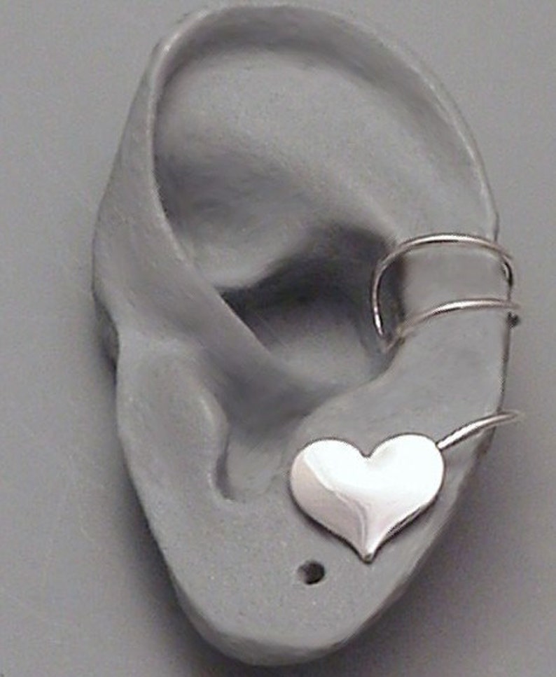 HEART EARCUFF PAIR Sterling 925 Silver Handcrafted Ear Cuffs image 3