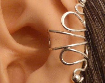 Handcrafted Sterling Ear Cuff VERY EXTRAVAGANT EARCUFF  925 Silver Ear Wrap