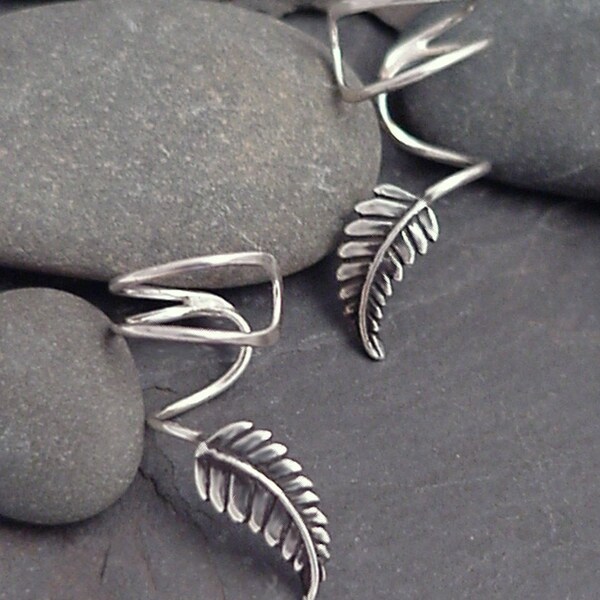 EAR CUFF PAIR - New Leaf Swirly Sterling Ear Cuffs