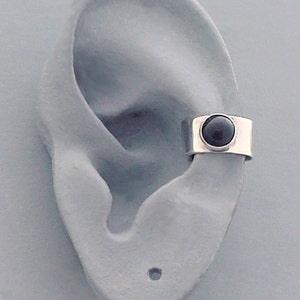 BLACK ONYX EARCUFF - Medium Sterling Silver 925 Gemstone Ear Cuff Band