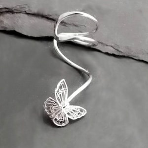 FLUTTERBY  Sterling Butterfly Ear Cuff Handcrafted 925 Silver Ear Wrap