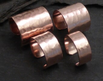 4 COPPER EAR CUFFS - Narrow,  Medium, Wide, and Very Wide Hammered Ear Bands