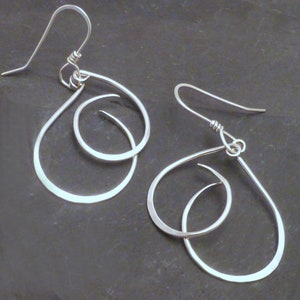 CURLY Q DANGLE EARRINGS Handmade Forged Sterling 925 Casual Silver Dangles image 3