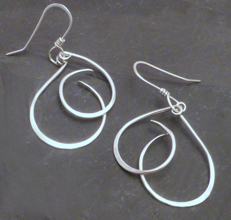 CURLY Q DANGLE EARRINGS Handmade Forged Sterling 925 Casual Silver Dangles image 3