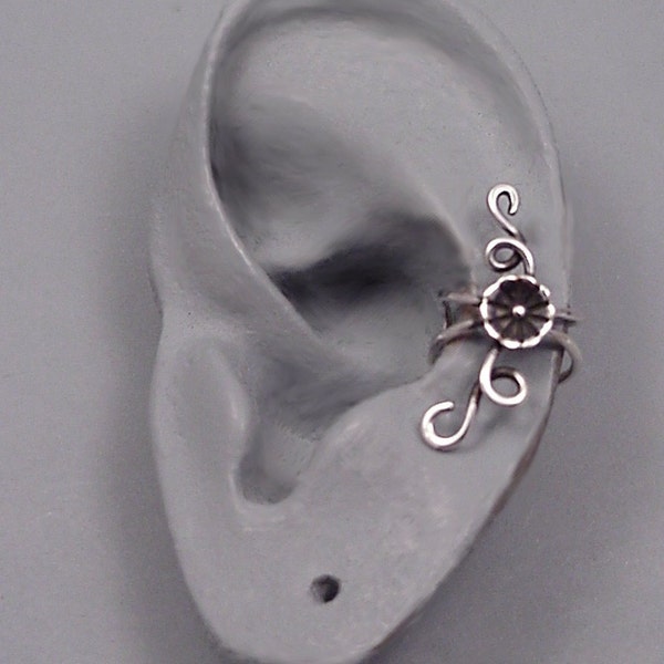 BLOSSOM Sterling Ear Cuff  925 Silver Handcrafted Flower Ear Wrap