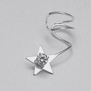 SPARKLE STAR Sterling Ear Cuff   925 Silver Star CZ  Ear Wrap