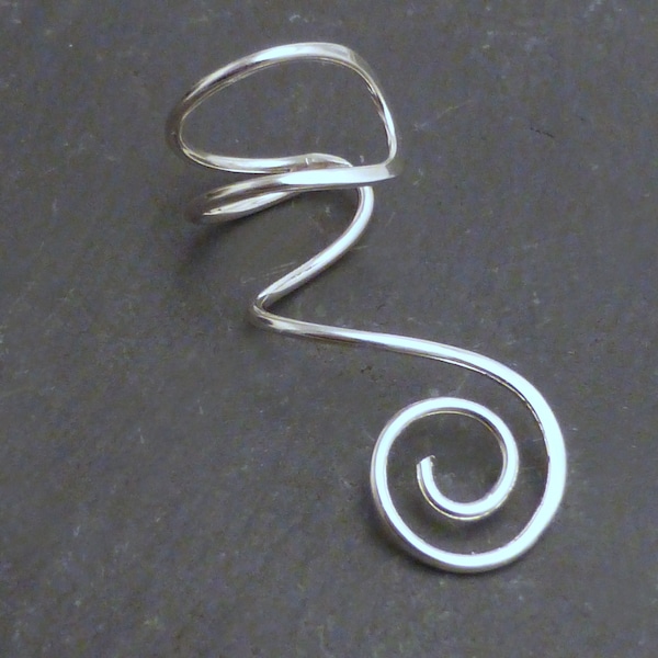 SPIRAL Sterling Ear Cuff 925 Handcrafted Silver Ear Wrap