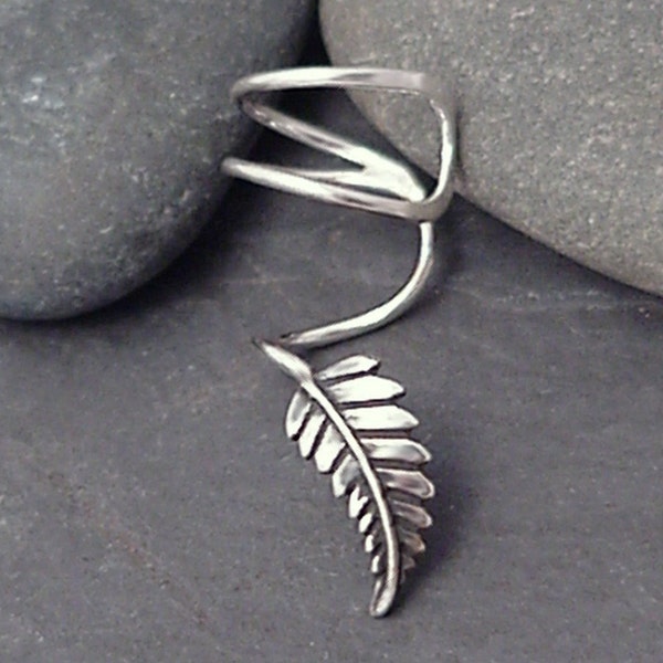 Sterling Silver "New Leaf" Ear Cuff - Handmade Jewelry - Right Ear