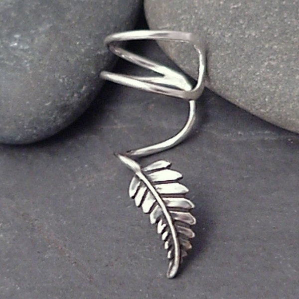 NEW LEAF Sterling Ear Cuff   Swirly 925 Silver Ear Cuff for RIGHT Ear