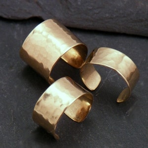 GOLDEN GLOW EARCUFFS  3 Hammered Golden NuGold Brass Ear Cuff  Band Wraps