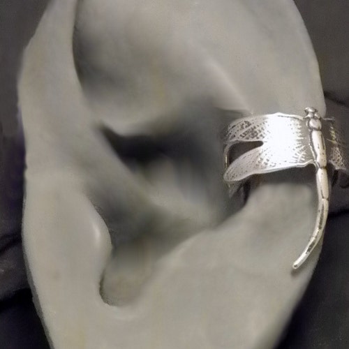 DRAGONFLY Sterling Ear Cuff Handcrafted 925 Silver Ear Wrap Etsy