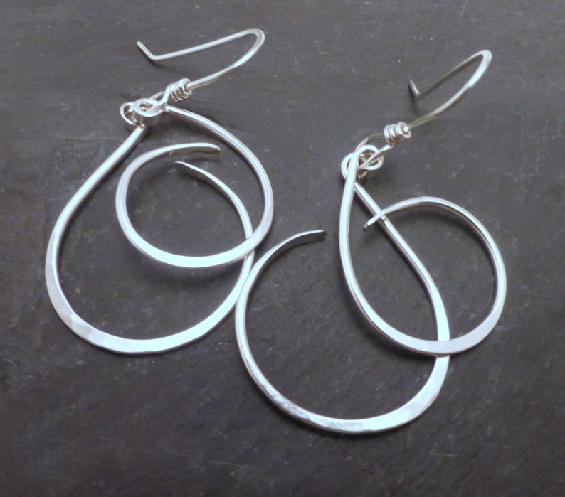 CURLY Q DANGLE EARRINGS Handmade Forged Sterling 925 Casual Silver Dangles image 5