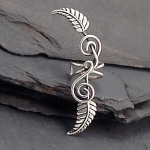 TENDRILS Sterling Ear Cuff 925 Silver Spiral Leaf Handcrafted Ear Wrap image 2