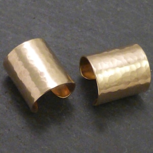 GOLDEN GLOW EARCUFF Pair  2 Very Wide Hammered NuGold Brass Handcrafted Ear Cuff Bands