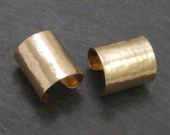 GOLDEN GLOW EARCUFF Pair - 2  Very Wide Hammered NuGold Brass Ear Cuff Bands