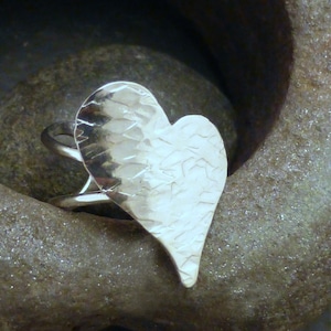 Sterling Heart Ear Cuff  925 Silver Handmade Arty Unique Ear Wrap