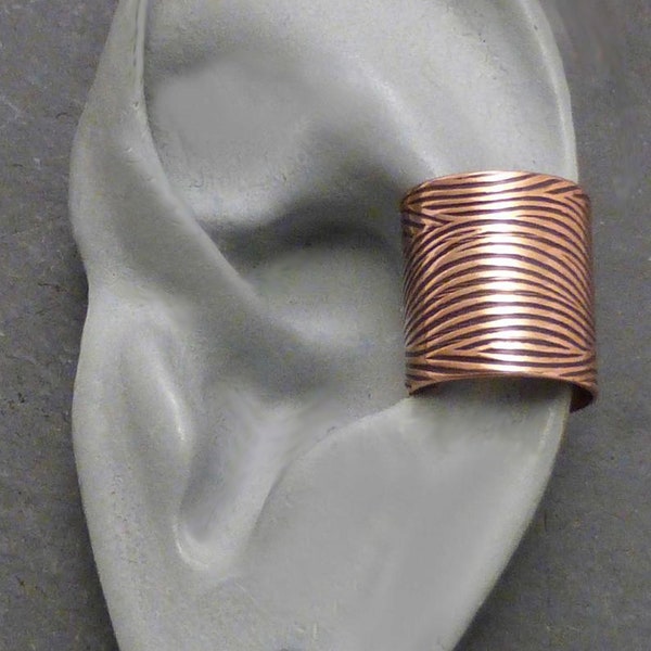 WAVY COPPER EARCUFF -  Very Wide Wave Handmade Ear Cuff Band