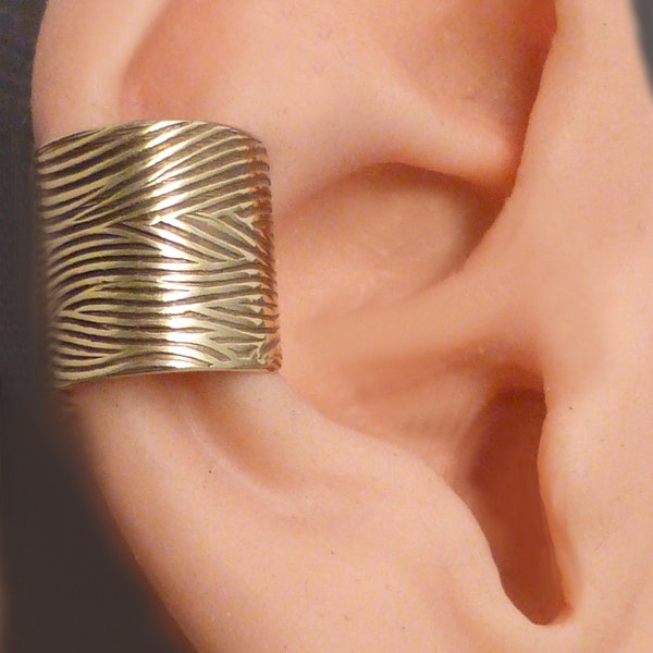 GOLDEN WAVY EARCUFF -  Very Wide Wave Handmade Ear Cuff Band