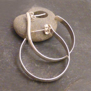 SILVER HOOP EARRINGS  Sterling 925 Textured Hoops