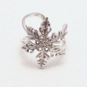 SNOWFLAKE Sterling Ear Cuff  Intricate 925 Silver Ear Wrap