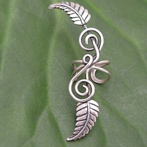 TENDRILS Sterling Ear Cuff 925 Silver Spiral Leaf Handcrafted Ear Wrap image 3