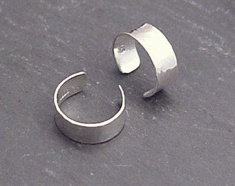 NARROW EARCUFF PAIR Sterling 925 Silver Hammered Band Two Ear Cuffs