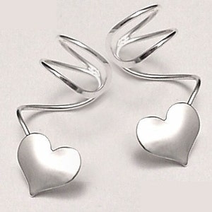 HEART EARCUFF PAIR Sterling 925 Silver Handcrafted Ear Cuffs image 2