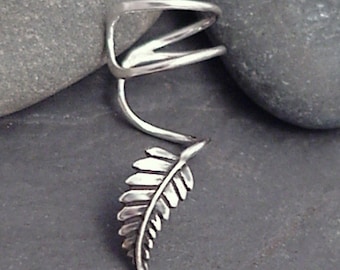 NEW LEAF Sterling Ear Cuff Swirly 925 Silver for Left Ear