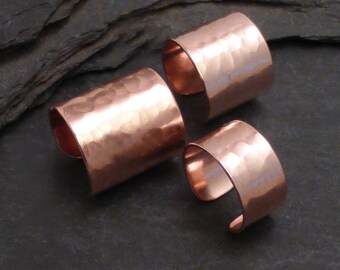 3 COPPER EAR CUFFS - Medium, Wide, and Very Wide Hammered Ear Bands