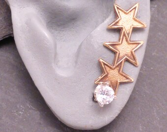 METEOR Brass and CZ Star Single Ear Pin Sweep