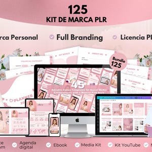 125 Plantillas Branding marca Personal con derecho de reventa PLR - Estilo moderno color rosa - Comienza tu negocio en ETSY
