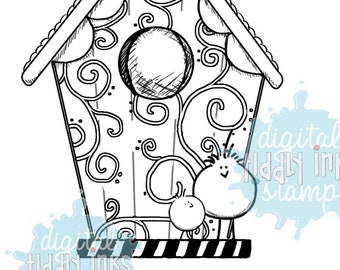 Too Tweet Birdhouse | Digital Stamp