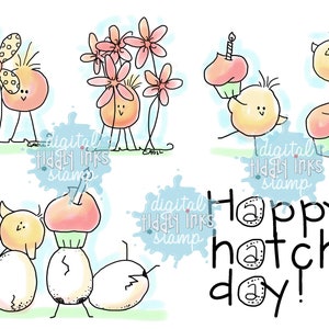 Pájaros Happy Hatch Day Birds Sellos digitales