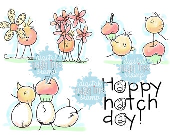 Happy Hatch Day Birds | Digital Stamps