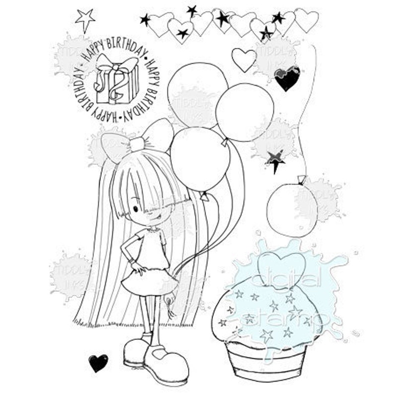 Starry Birthday Digital Stamp image 1