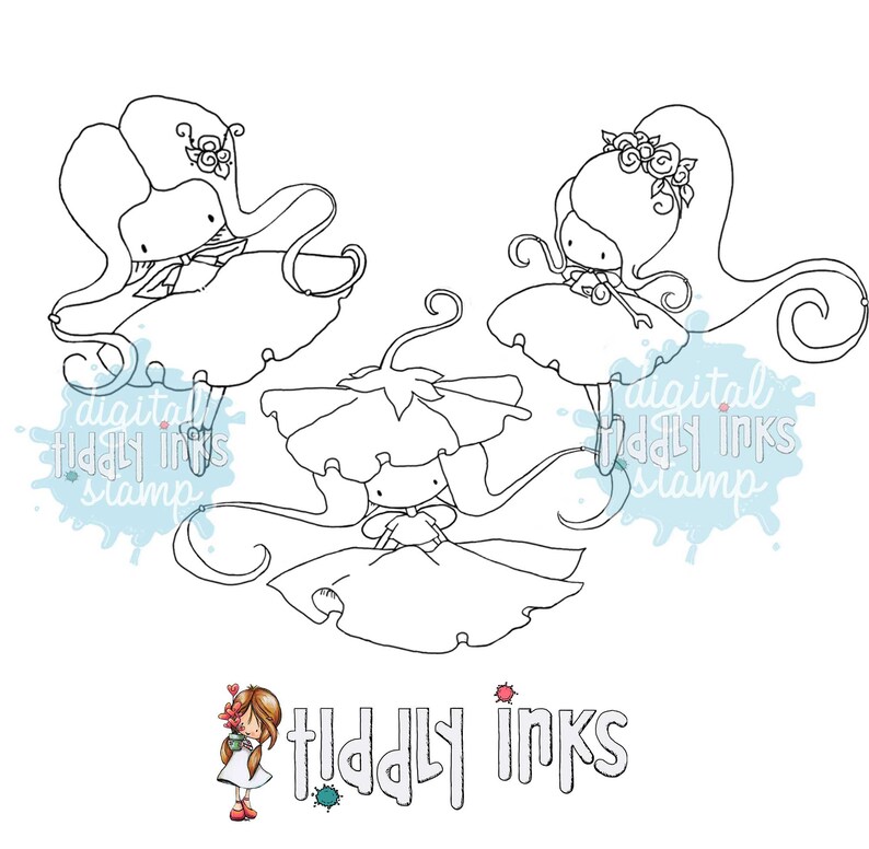 Trio of Fairies 3 digital stamps image 3