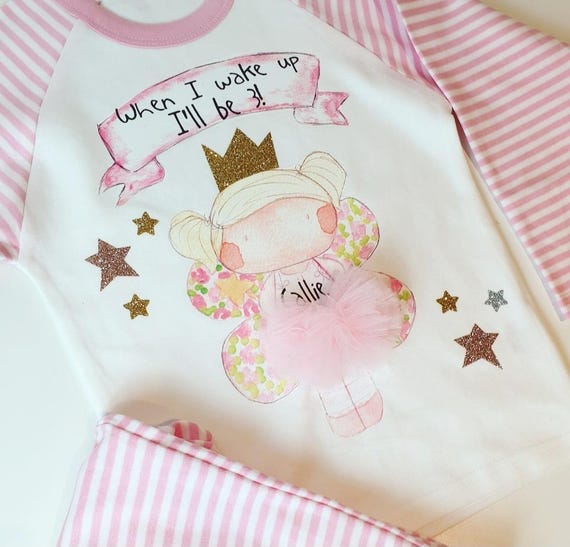 Personalised Fairy Birthday Pyjamas – Custom Name & Age – Girls 1st Birthday Outfit – Soft Cotton PJs – Fairy-Themed Gift for Kids