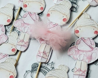 Ballerina cupcake toppers, Girls birthday party, ballet party, ballerina cake, 3D tutus, Girls birthday party decorations.