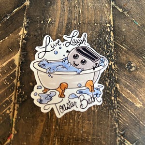 Liebe, Lachen, Toaster Bad, Schwarzer Humor, Vinyl Aufkleber, Wasserfest, Original Art, RoguesAlley,