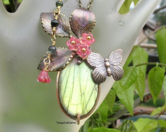 Spring Butterfly Labradorite Pendant Necklace