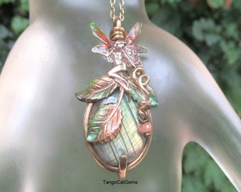 Labradorite Sunstone  Fairy Pendant