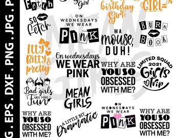Mean Girls Svg Bundle - Sorella Compleanno Ragazza Svg - So Fetch Svg - Burn Book Svg - Itty Bitty & Pretty Svg - Ragazze Svg, Png, Epc, Pdf, Png